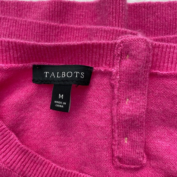 TALBOTS Lightweight Pink Wool Sweater Gold Buttons | Size Medium - Picture 14 of 16